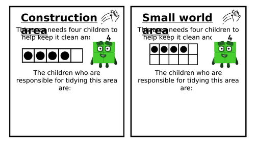 EYFS Tidy up area posters