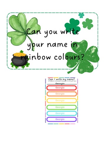 St Patrick's Day Rainbow Name Writing