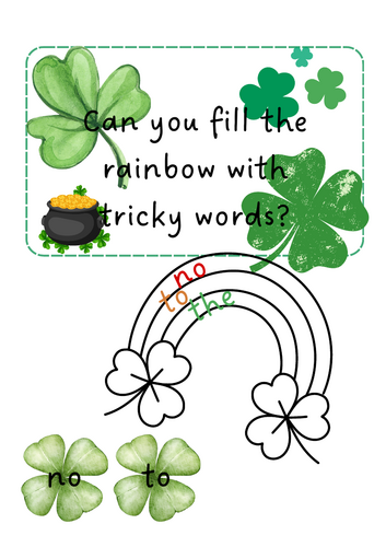 St Patrick's Day Rainbow Tricky Words