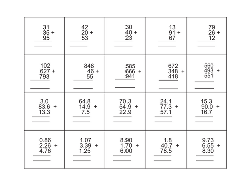 Multiple Addends-puzzle