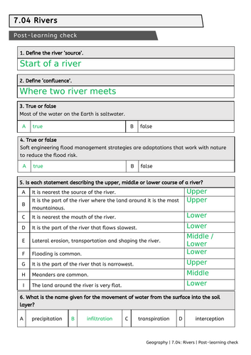 Y7 Rivers Test