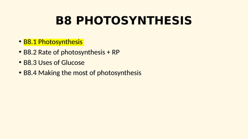 B8 Photosynthesis AQA combined science / triple