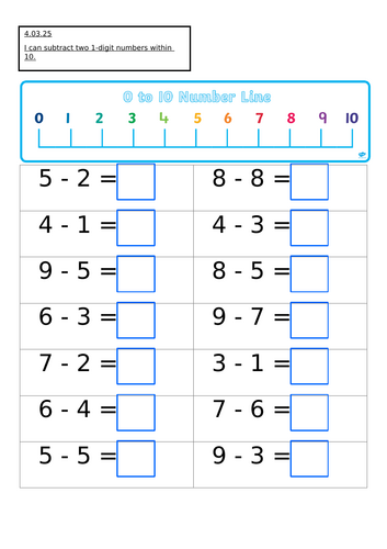 Subtraction within 10