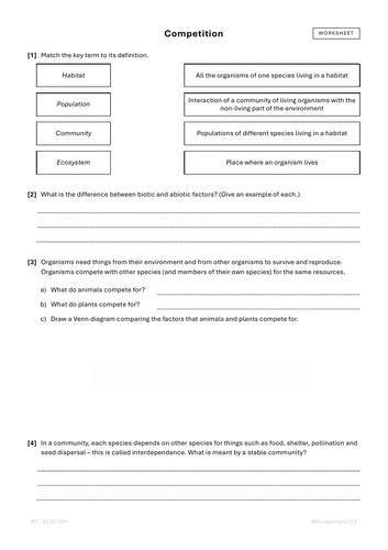 Competition Worksheet