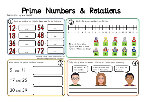 Prime Numbers Worksheet (+ BONUS Rotations Activity! +)