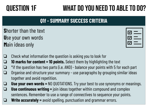 Summary Skills - Q1f iGCSE FLE