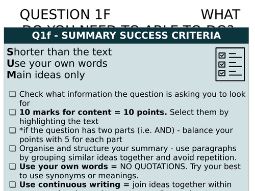 Summary Skills - Q1f iGCSE FLE