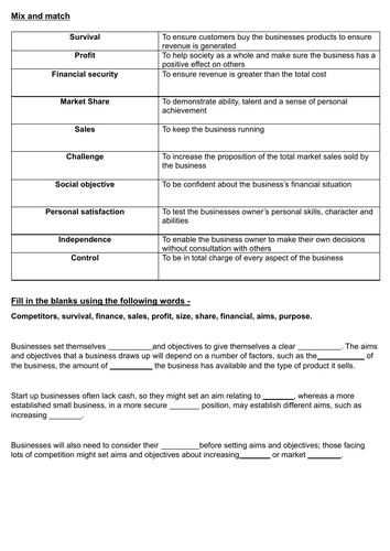 Aims and Objectives - Lesson 18