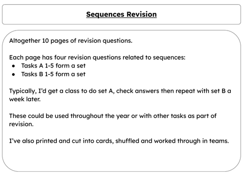 KS3 Sequences Revision