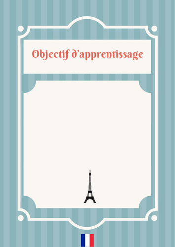 French learning objective display sheet