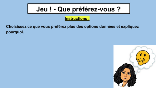 French game - Would you rather? (Que préférez-vous ?)