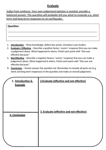 Geography Exam Question Scaffolds