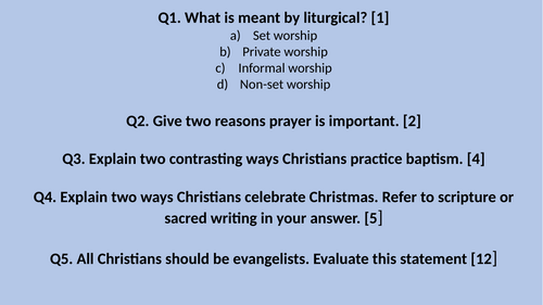 AQA Religious Studies GCSE: Christian Practices Model Answers