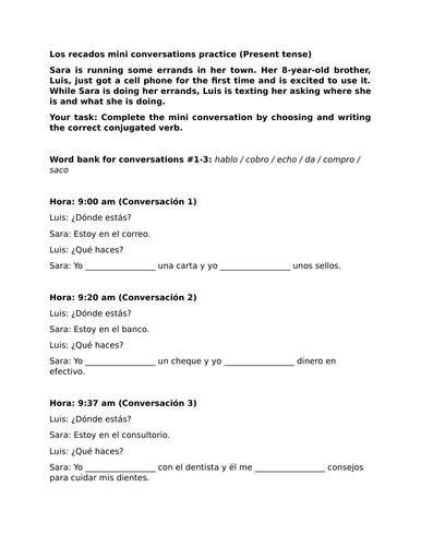 Los recados mini conversations practice