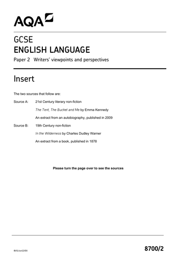 AQA English Language Paper 2 June 2022: Camping