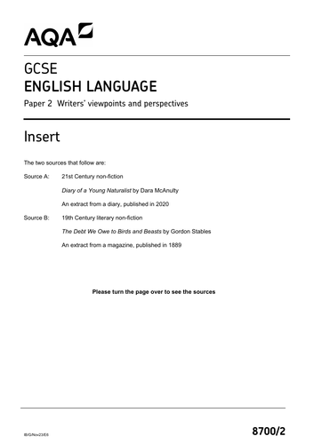 AQA English Language Paper 2 November 2023: Nature