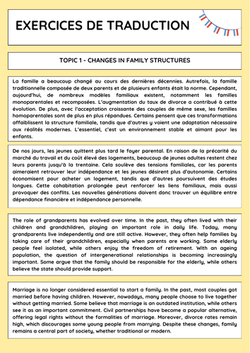 A-Level French translation practice (Year 12 Edexcel)