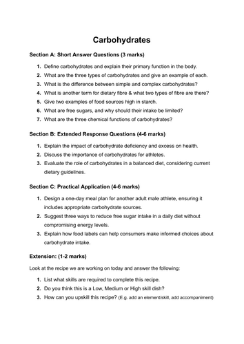 Food KS4 Cover Work Bundle- Topic: Macros, Micros, Health & Hygiene