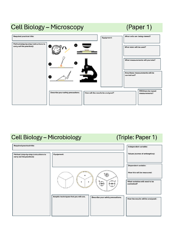 AQA Required Practical METHODS - Biology (GCSE - Trilogy & Triple) Flashcard templates