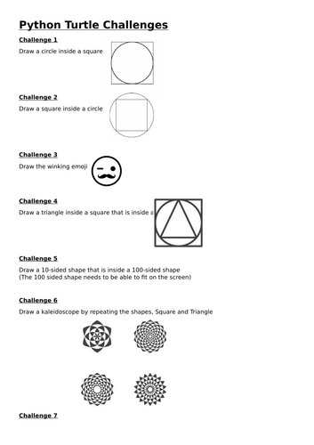 Python Turtle - Challenges Resource