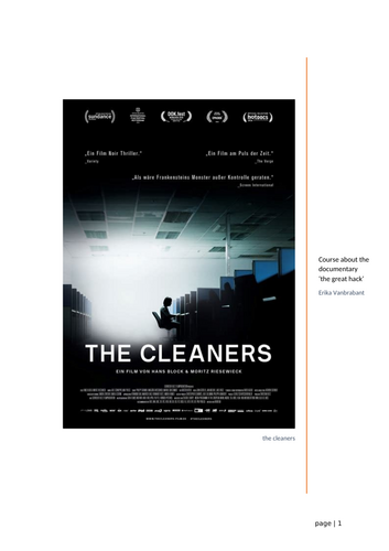 Documentary 'The cleaners' workbundle