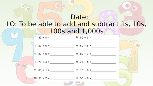 Year 4 addition and subtraction unit