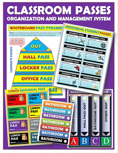 Classroom Passes: 20 Pages of various styles