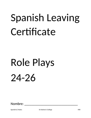 Leaving Cert Spanish Roleplay booklet