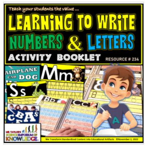 Writing Letters and Numbers Interactive Activity Booklet