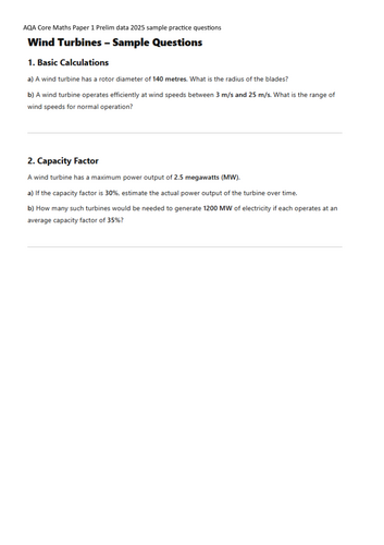 Core maths AQA Preliminary material 2025 paper 1 practice questions