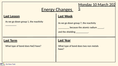 C7.1 Energy Change AQA GCSE