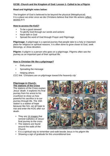 AQA GCSE Religious studies Spec B: Catholic Christianity-Pilgrimage and the Stations of the cross