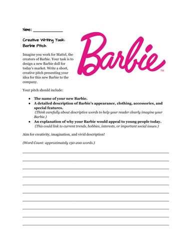 Barbie - Leaving Certificate - Creative Writing Task