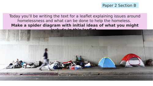 Writing a Leaflet on Homelessness (English Language Paper 2 Section B) Nonfiction