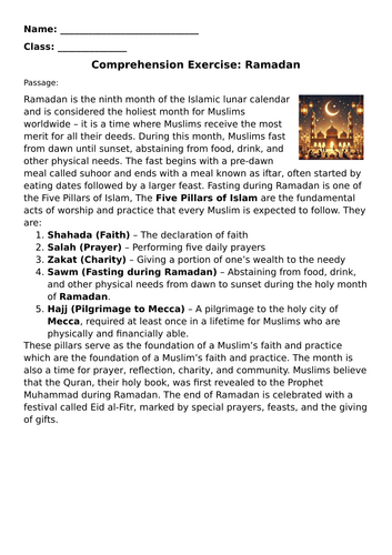 Comprehension Exercise - Ramadan