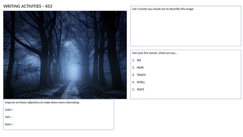 KS3 Writing Activities