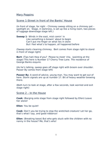 Year 6 End of Year Production script - Mary Poppins!