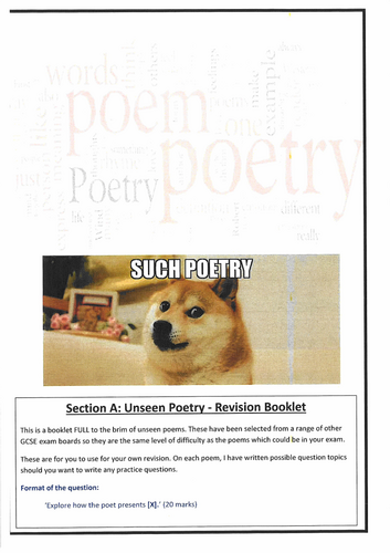 Edexcel iGCSE English Literature Unseen Poetry Revision Booklet