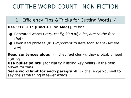 Cut the Word Count - Non-Fiction