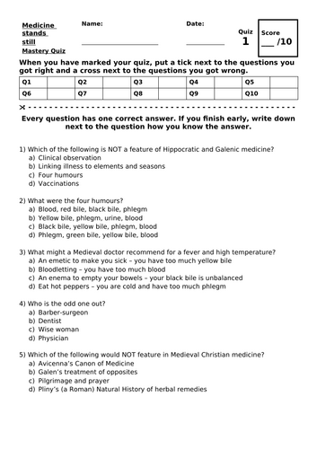 Health and the People Part 2 mastery quiz