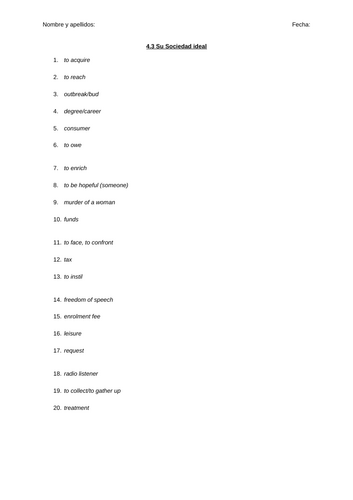 Vocabulary tests for Y13 topics: 4,5,6.