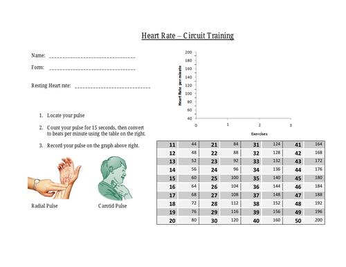 Circuit Training with focus on Heart Rate - Worksheets