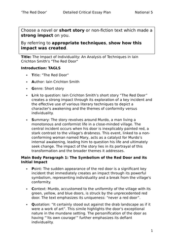 'The Red Door': Detailed Essay Plan