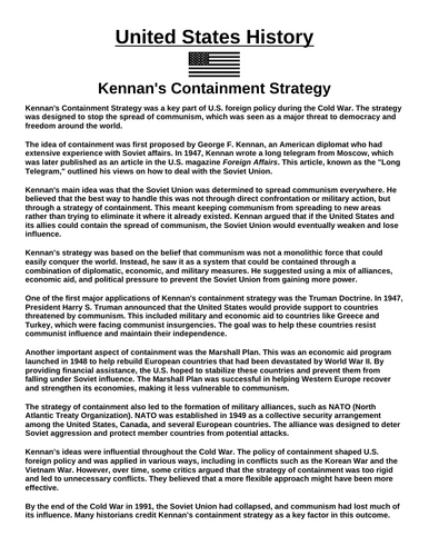 Kennan's Containment Strategy “Article & Questions” Assignment