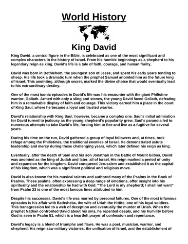 King David “Article & Questions” Assignment