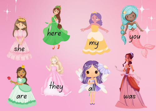 Princesses tricky word mat