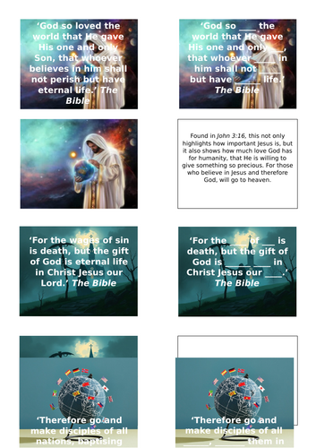 Religious Studies GCSE Christianity Revision duel-coding quotes with test