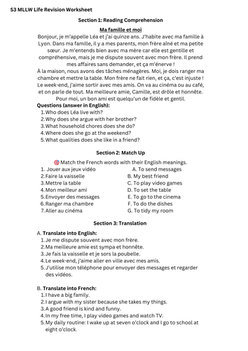 MLLW Revision worksheet