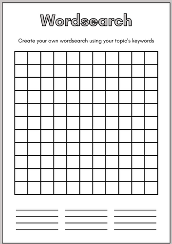 Create your own wordsearch
