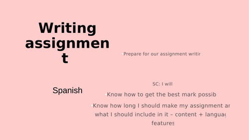 writing assignment higher Spanish